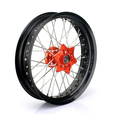 3.50x17&quot; 4.25x17&quot; Supermoto ruote in lega per SX SXF EXC 125-530 Cerchioni nere e centri arancio