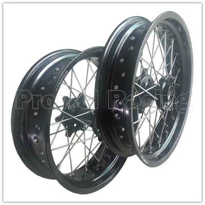 Ruote di moto Supermoto in lega di alluminio nero con mozzo CNC e cerchi da 3,50-17&quot; a 5,00-17&quot;
