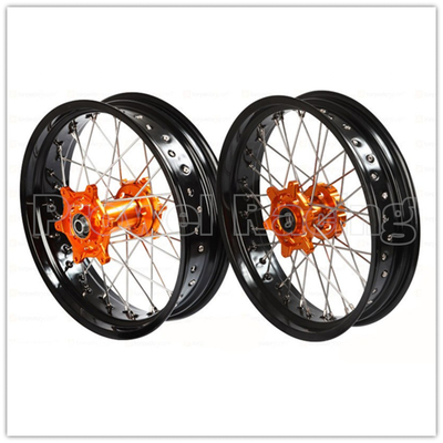 Ruote di moto Supermoto in lega di alluminio nero con mozzo CNC e cerchi da 3,50-17&quot; a 5,00-17&quot;