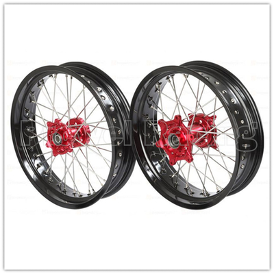 Ruote di moto Supermoto in lega di alluminio nero con mozzo CNC e cerchi da 3,50-17&quot; a 5,00-17&quot;