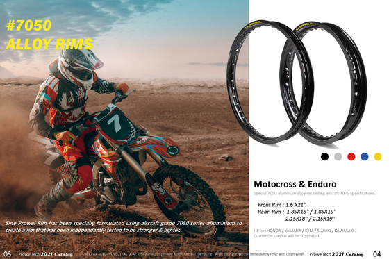 1.60-21 1.85-18/19 2.15-18/19 Motocross Ruota in lega di alluminio