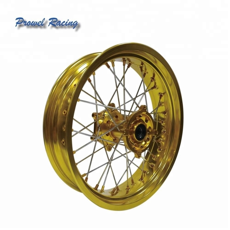 Supermoto 17 pollici di alluminio legato motocicletta Spoke Wheels Set con alluminio 6061 T6