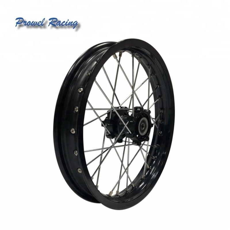 Aluminico 6061 T6 nero set di ruote per moto 1.85x14 per off-road