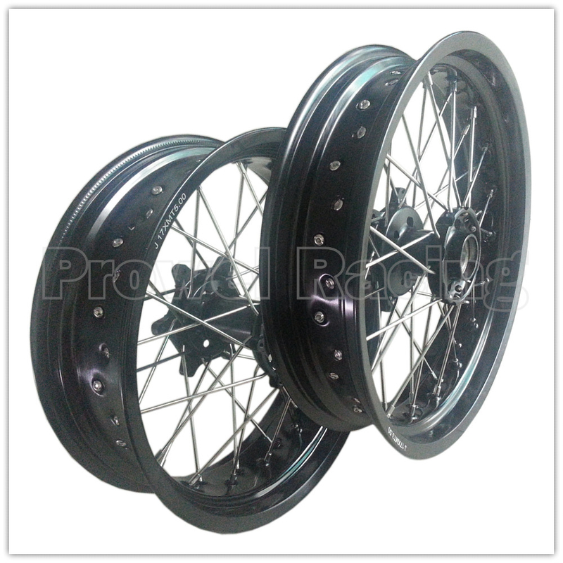 Ruote di moto Supermoto in lega di alluminio nero con mozzo CNC e cerchi da 3,50-17&quot; a 5,00-17&quot;